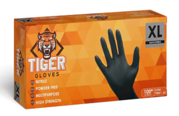 Tiger Gloves - Black Nitrile Gloves